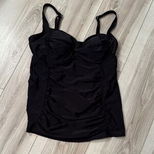 Merona Black Ruched Swim Top - XL